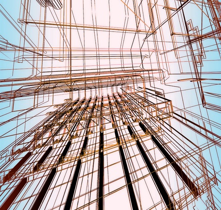 Abstract architectural 3D constructionの写真素材
