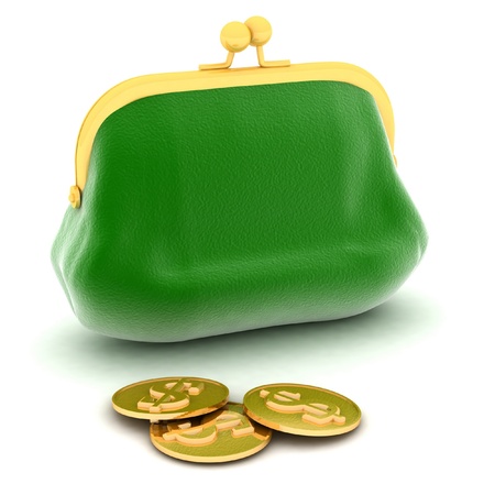 green purse on a whiteの写真素材