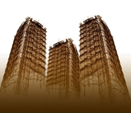 three abstract sky-scrapers