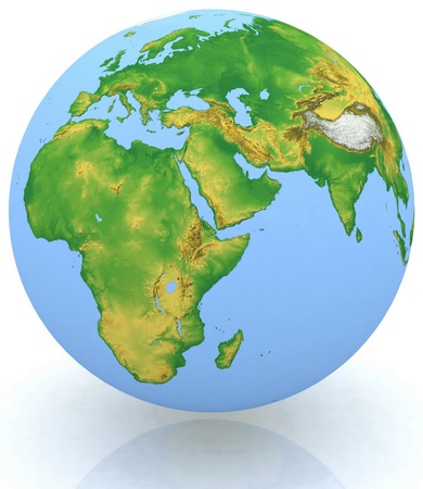 earth globe on white backgroundの写真素材