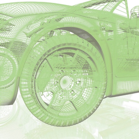  Closeup of wheels of machine on white backgroundの写真素材