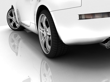 Closeup of wheels of machine on white backgroundの写真素材