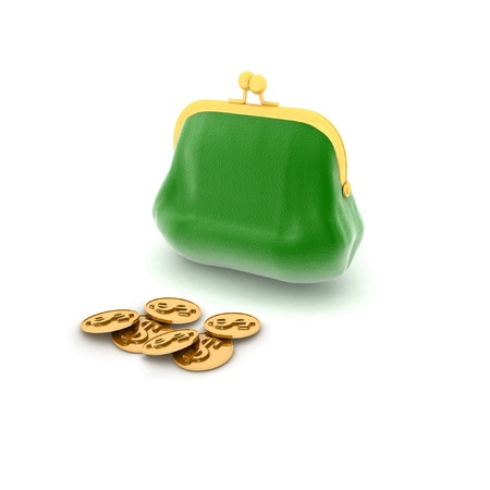 3D an illustration of a purse and moneyの写真素材