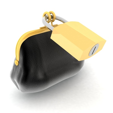 3D an illustration of a purse closed on the lockの写真素材