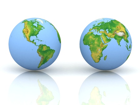 Globe on  white backgraundの写真素材