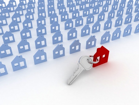 3d model house symbol set and keyの写真素材