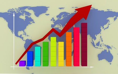 diagram on a background the maps of the worldの写真素材