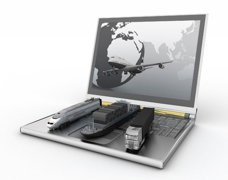 concept of logistics. delivery and transporting by all types of transportの写真素材