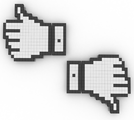 thumb like unlike labels on white backgroundの写真素材