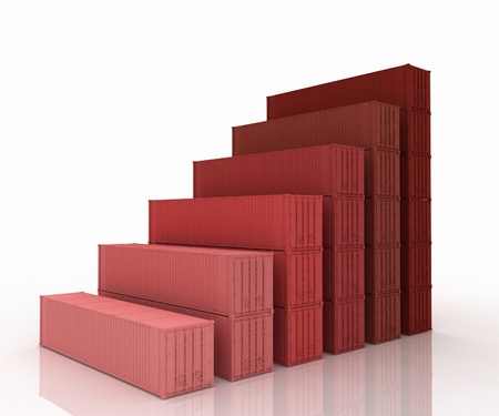 Diagram of increasing exportation  3d rendered illustration 