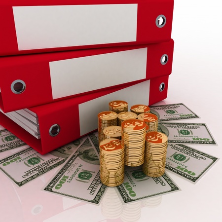 3d illustration of a folder with dollars