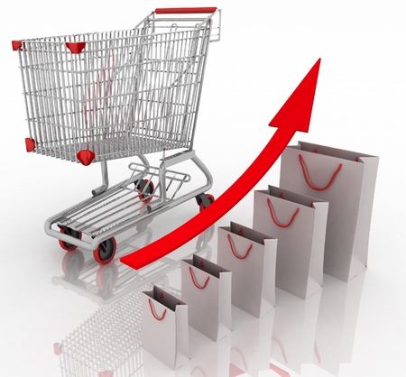 Sales growth chart  Presenting a getting better economy and increase of business income from the sale of commodities and services の写真素材