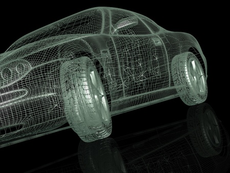 3d model cars on a black backgroundの写真素材
