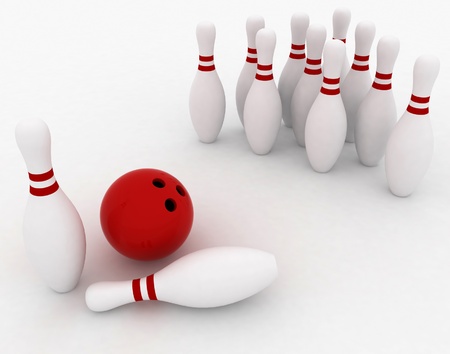 3d render of bowling on white backgroundの写真素材