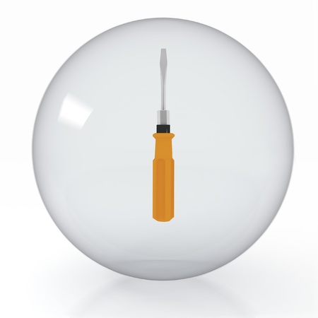 crystal ball with screwdriver insideの写真素材