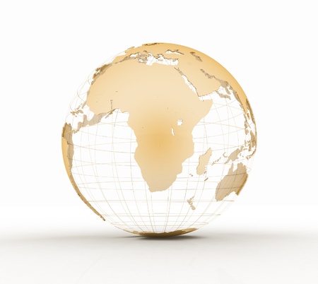 Gold globe art on the white background の写真素材