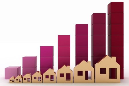 Diagram of growth in real estate pricesの写真素材