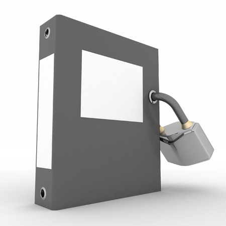 Folder  with padlock on a white  3D illustration の写真素材