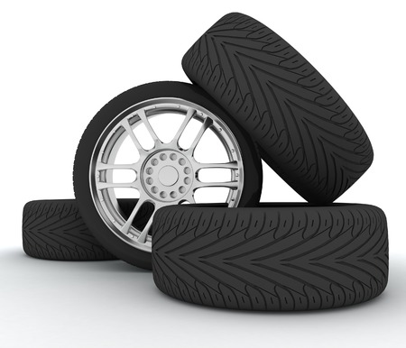 Car Wheels  Concept design  3D render Illustration on White Background の写真素材
