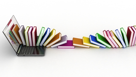 Books from your laptop on a white backgroundの写真素材