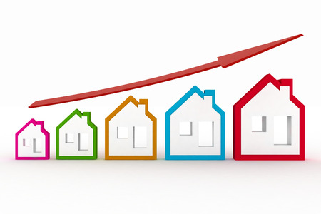 Growth in real estate shown on graph . 3d illustrationの写真素材
