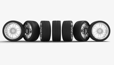 Car Wheels. Concept design. 3D render Illustration on White Backgroundの写真素材