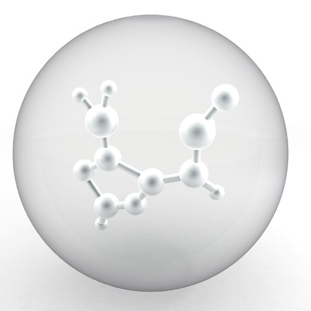 Transparent ball  with molecule. 3d abstract render illustrationの写真素材