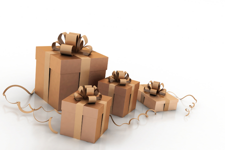 3d Illustration of boxes with christmas giftsの写真素材