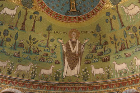 Ravenna, Italy - September 5 2009: Basilica of Sant'Apollinare in Classe, Mosaic of St Apollinare