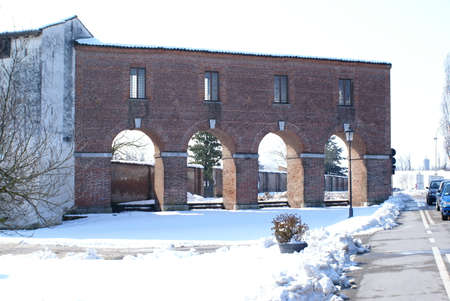 Sabbioneta, Mantua (Italy): view of Palazzo Giardino on a winter dayのeditorial素材