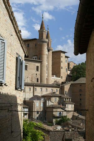 Partial view of the towers of the Ducal Palace of Urbino, Marche (Italy)のeditorial素材