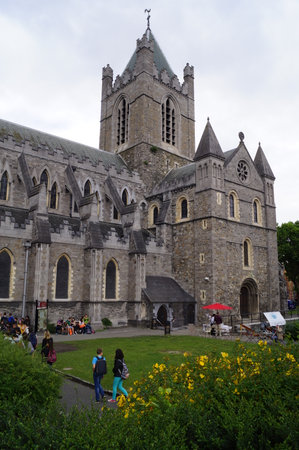 View of the gardens of Christ Church Cathedral in Dublin, Irelandのeditorial素材