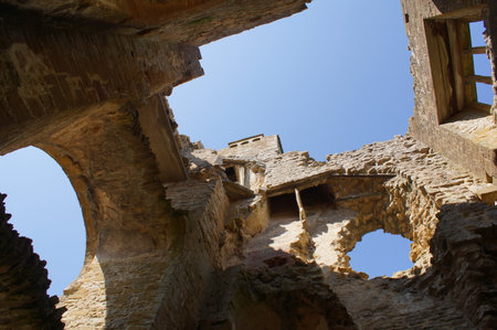 Castleton, Sherborne, Dorset (UK): Sherborne Old Castle, view of the gatehouse from the insideのeditorial素材