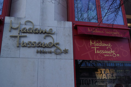 Berlin, Germany: sign at the entrance of Madame Tussaud's Museum in Unter den Lindenのeditorial素材