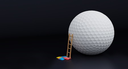 golf ball and ladderの写真素材