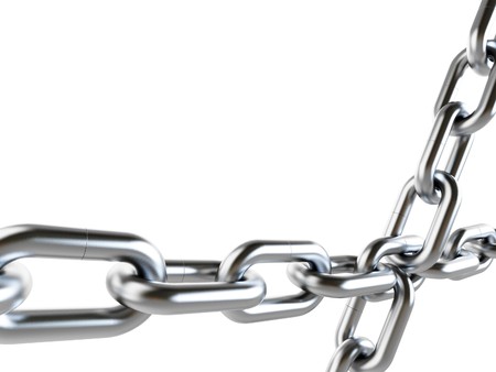 metal chain on a white backgroundの写真素材