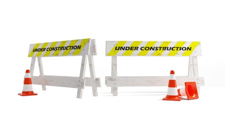 under construction on a white backgroundの写真素材