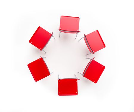 group of chairs stand in a circleの写真素材