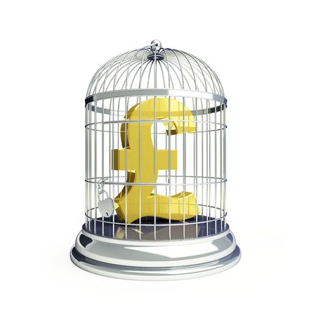 pound in a cage for birdsの写真素材