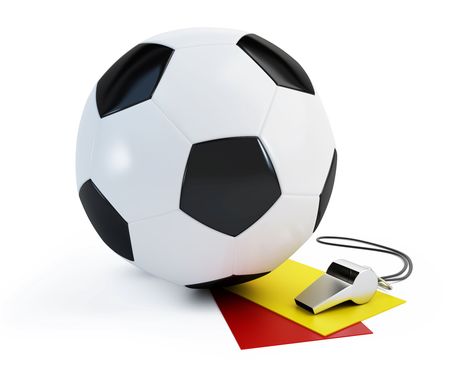 judging, whistle, red cardの写真素材