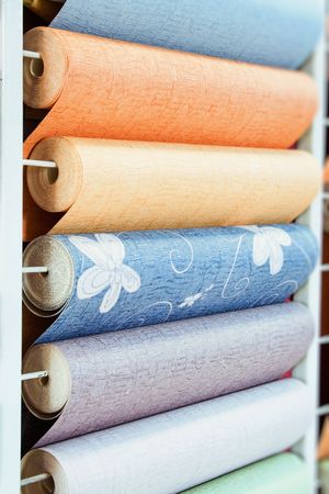 a great choice of wall-paper is in a shopの写真素材