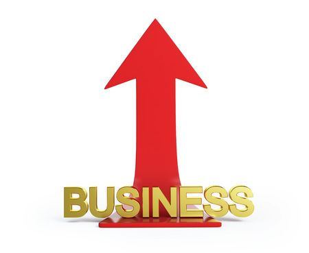 moving business arrow isolated on a white backgroundの写真素材