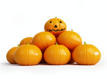halloween pumpkins  isolated on a white backgroundの写真素材