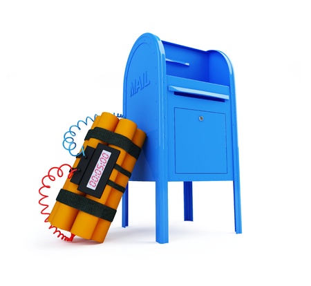 letter bomb in the mail on a white background の写真素材