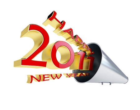happy new year 2011 megaphone isolated on a white background 