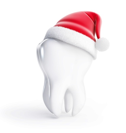 tooth santa hat isolated on a white background の写真素材