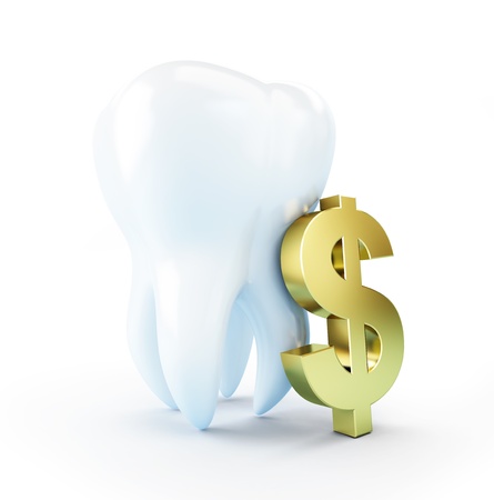 cost of dental treatment on a white backgroundの写真素材