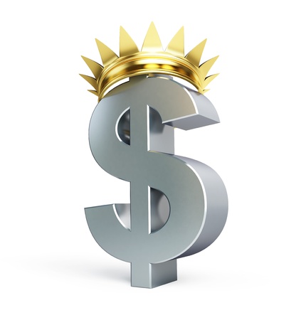 dollar gold crown on a white backgroundの写真素材