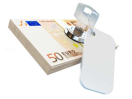 key stacks of euro on a white background の写真素材