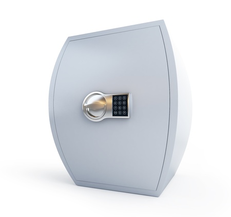 thick safe on a white backgroundの写真素材